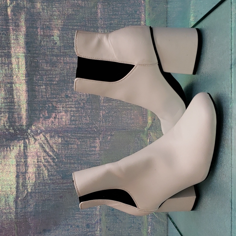 White chubby heel Indigo Road boots